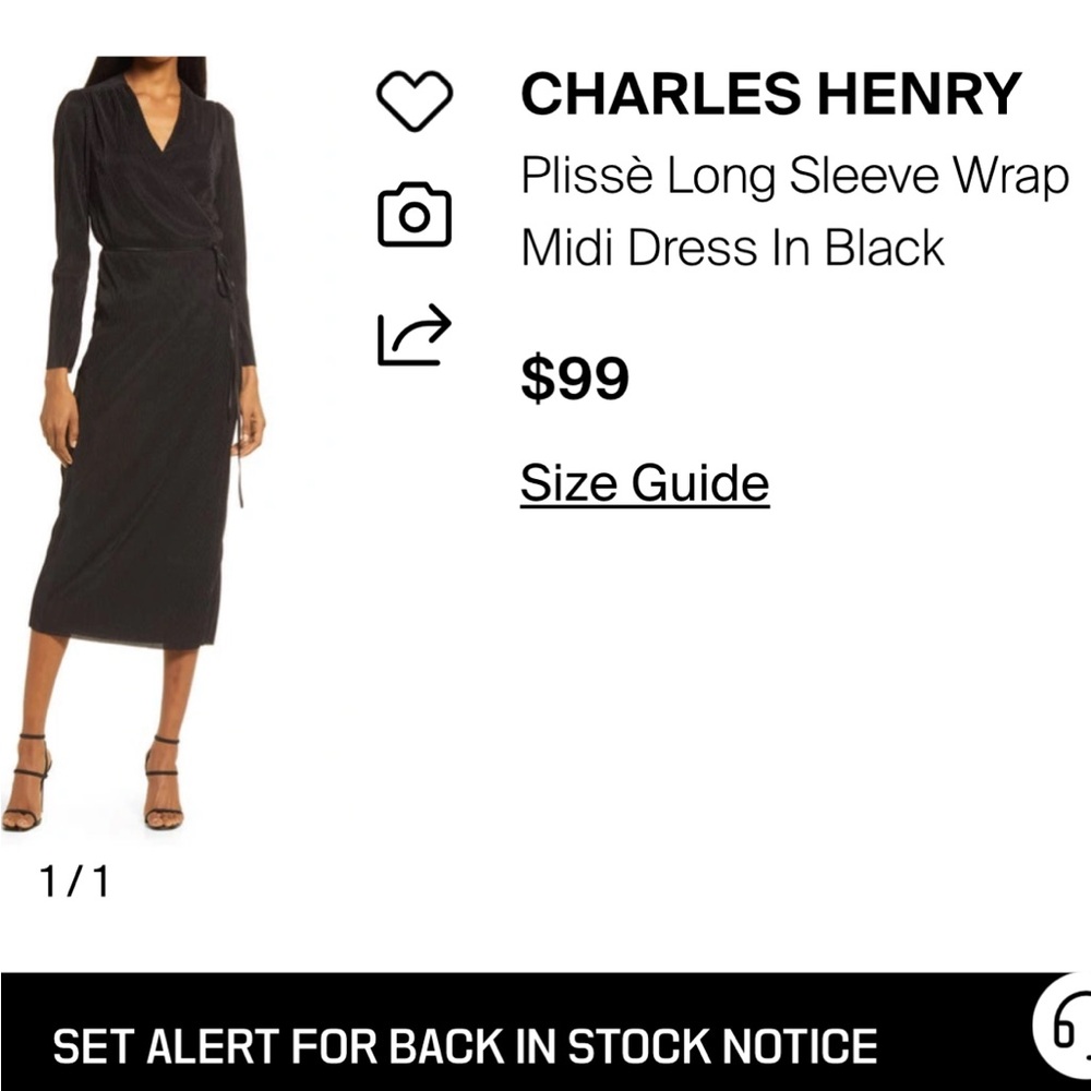 Charles Henry Black Long Sleeve V-Neck Sheath Dress